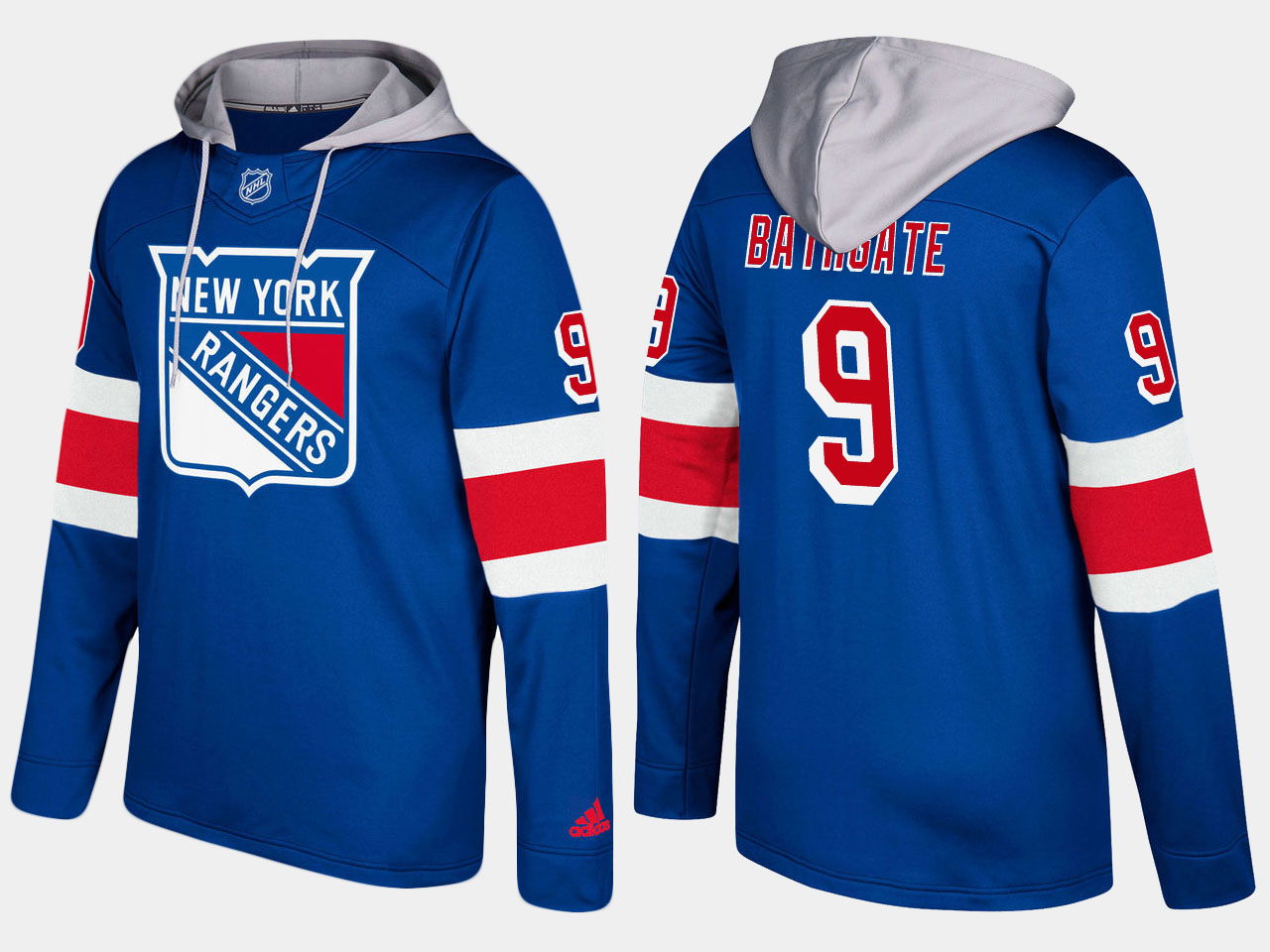 Men NHL New York rangers #9 retired andy bathgate blue hoodie